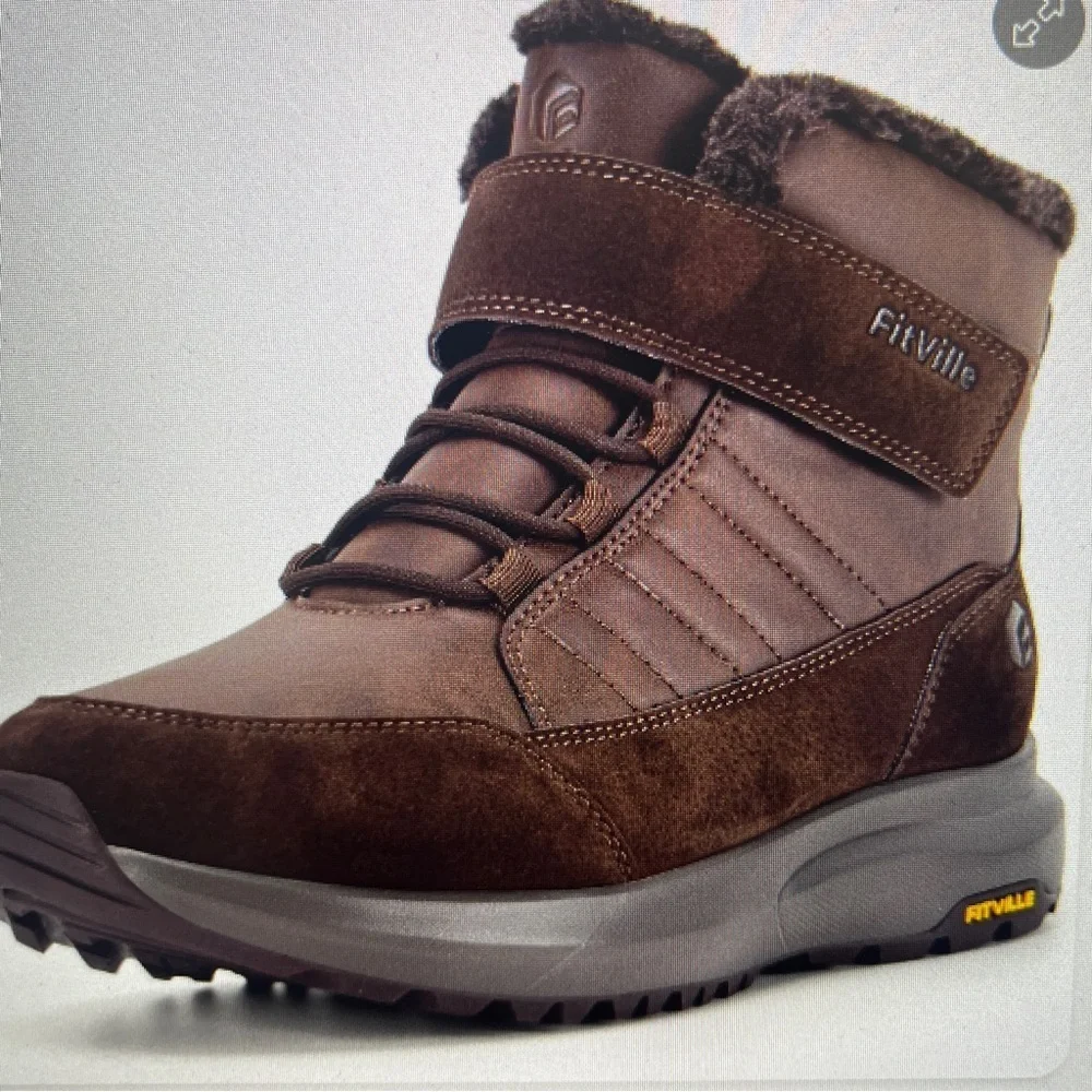 FitVille Wide Width Mens Winter Boots Fur Lined Diabetic shoe 15 x-wide / 571